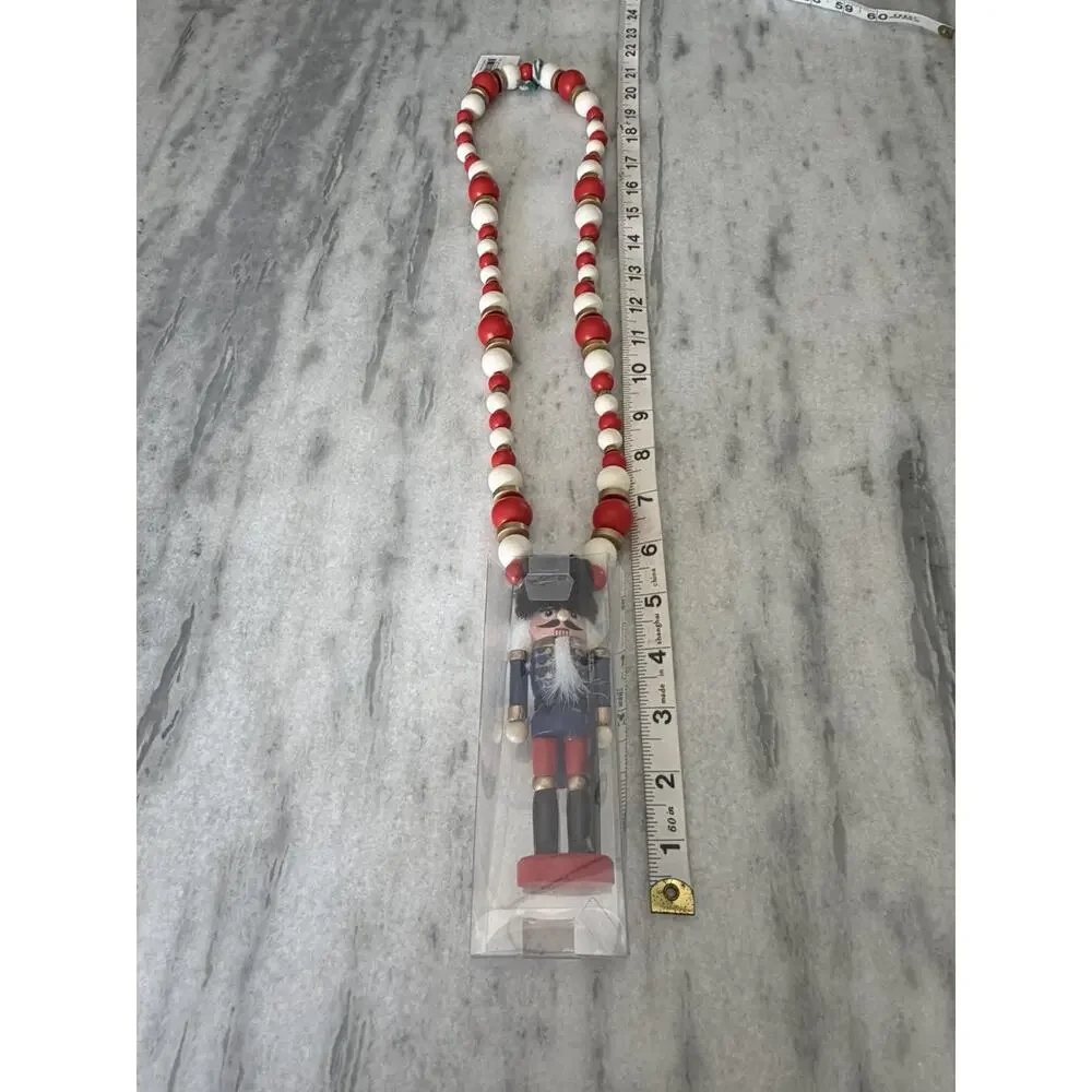 Simply Southern Wooden Beaded Nutcracker Christmas Holiday Necklace ~ NWT Blue